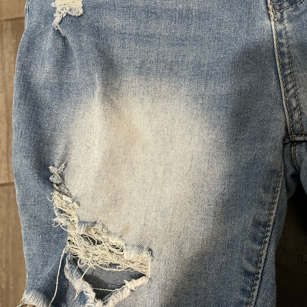 Blue Distressed Jean Shorts - Picture 5 of 9